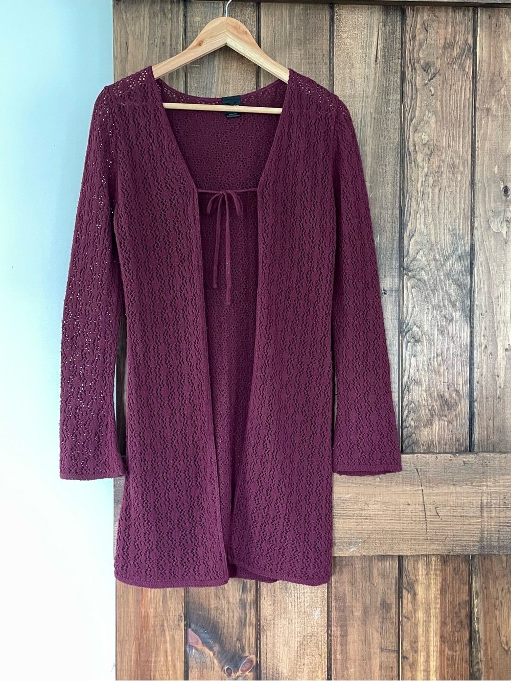 Xhilaration Pointelle Duster Cardigan Boho Indie Y2K Festival Darky Fairycore